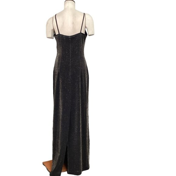 NWT Alex Evenings Sleeveless Black Metallic Evening Gown Maxi Dress Sz 12 #6G - Picture 6 of 7